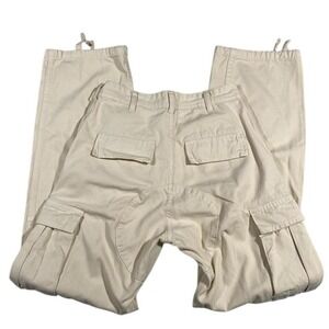 J Galt Brandy Melville Cream Cargo Pants Women Size S Utility Baggy Relaxed Fit